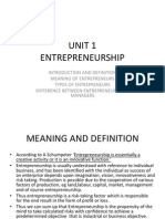 Unit 1 Theories of Entrepreneurship