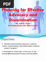 Planning For Effective Advocacy and Dissemination