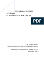 Note On Power Generation Capacity Addition in Andhra Pradesh