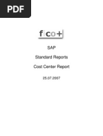 SAP Standard Reports Cost Center Report