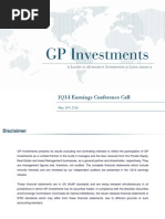 1Q14 Earnings Conference Call: A Leader in Alternative Investments in Latin America