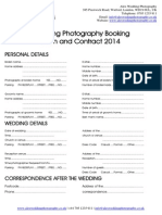 Alex Wedding Photography Booking Form Conditions