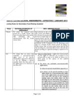 SGX-ST Listing Manual Amendments - Effective 1 January 2011: Listing Rules For Secondary Fund Raising (Catalist)