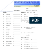 Year 7 Basic Algebra and Graphing Practice Test