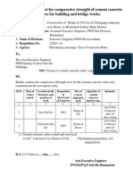 Requisition To Test For Compressive Strength of Cement Concrete Cubes For Building and Bridge Works