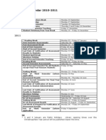 Academic Calendar 2010-11