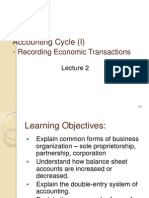 Accounting Cycle (I) - : Recording Economic Transactions