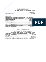 Problem 3-5 Callahay Company Income Statement For The Year Ended