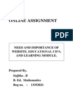 Online Assignment: Need and Importance of Website, Educational CD'S, and Learning Module