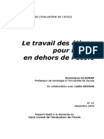 Le Travail Des Élèves Pour L'école en Dehors de L'école: Haut Conseil de L'Evaluation de L'Ecole