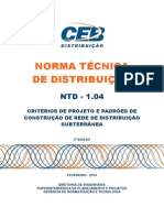 NTD 1.04 - Criterios de Projeto e Padroes de Construcao de Rede de Distribuicao Subterranea