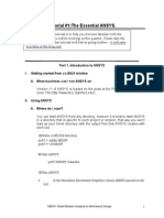 Tutorial #1:the Essential ANSYS.: ME309: Finite Element Analysis in Mechanical Design