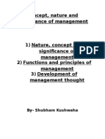 Concept, Nature and Significance of Management: By-Shubham Kushwaha