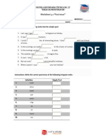 Worksheet 3.1: "Past Tense" NAME: - MODULE: - TEACHER: - DATE