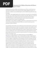 La Función de Reacción de La Política Monetaria Del Banco Central y La Regla de Taylor