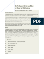 Surface Area To Volume Ratio and The Relation To The Rate of Diffusion