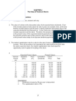 Answers To Practice Questions: The Value of Common Stocks