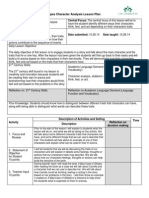 Reading Lesson Plan Character Analysis