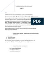 Sales and Distribution (Mba MK 03) Unit 1