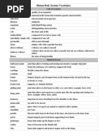 Human Body Systems Vocabulary