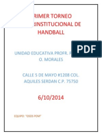 Primer Torneo Interinstitucional de Handball