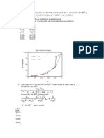 Procedimiento para Calcular El Valor de Monocapa en La Ecuación de BET y Observar El Ajuste de La Isoterma Experimental A Su Modelo