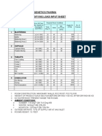 Genetics Pharma Dehumidifying Load Input Sheet: 1 Blistering