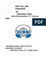 Assignment On Job Description (Pom) : BY Prasenjit Jana Roll-28 Semester-2 Course - MBA