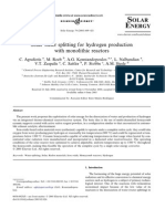 Solar Water Splitting For Hydrogen Production With Monolithic Reactors