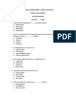 Financial Management - Model Questions Subject Code: Mb0029 Second Semester