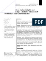 Are The Associations of Plasma Leptin and Adiponectin With Type 2 Diabetes Independent of Obesity in Older Chinese Adults?