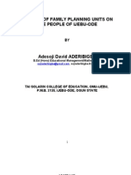 Effects of Family Planning Units On The People of Ijebu-Ode, Ogun State, Nigeria