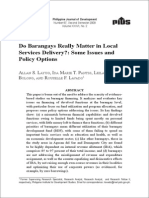 PIDS Do Barangays Really Matter in Local Services Delivery?: Some Issues and Policy Options