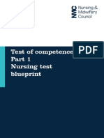 Test of Competence - Part One - Nursing Test Blueprint