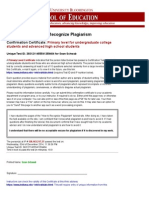 Confirmation Certificate How To Recognize Plagiarism School of Education Indiana University at Bloomington