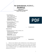 Before The Ombudsman, K.E.R.C., Bangalore: Present: S.D.Ukkali Ombudsman Case No - OMB/B/G-51/2009/6883 Dated 30 July 2009