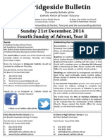 Bridgeside Bulletin: Sunday 21st December, 2014 Fourth Sunday of Advent, Year B