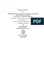 Project Report ON "Performance Evaluation of Public and Private Sector Mutual Funds" (With Reference To Selected Companies)