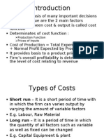 Cost Vs Production in Short and Long Run