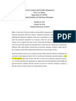 Security Analysis and Portfolio Management Prof: C.S. Mishra Department of VGSOM Indian Institute of Technology, Kharagpur