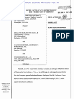 ACE FIRE UNDERWRITERS INSURANCE COMPANY v. SHERATON BURLINGTON HOTEL & CONFERENCE CENTER Et Al Complaint