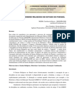 A Disciplina de Ensino Religioso No Estado Do Parana