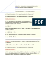 Uniform Acceleration Problems With Solutions