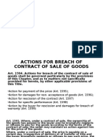 Action of Breach and Extinguishment of Sale