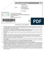 GATE 2015 Admit Card: Instructions To The Candidate