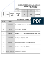 Pakistan Academy School Al-Ahmadi Kuwait Monthly Test Schedule Class: 9 FBISE