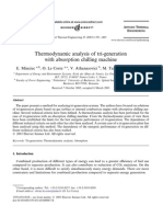 Thermodynamic Analysis of Tri-Generation With Absorption Chilling Machine