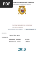 Informe de Laboratorio de Fisicoquimica Tema: Presion de Vapor