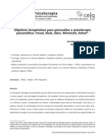 Objetivos Terapêuticos para Psicanálise e Psicoterapia Psicanalítica Freud Klein Bion Winnicott Kohut V15n3a06 PDF