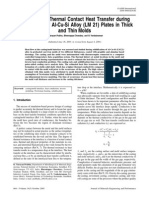 Casting-Mold Thermal Contact Heat Transfer During Solidification of Al-Cu-Si Alloy (LM21) Plates in Thick and Thin Molds